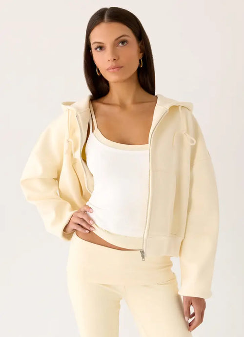 Elio Zip Hoodie - Baby Yellow - Jackets + Coats