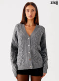 Frawley Cable Knit Cardigan - Grey - Cardigans
