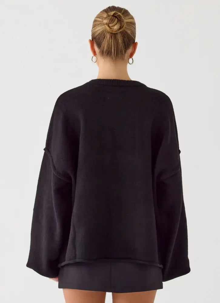 Jack Oversized Knit Sweater - Black - Sweater