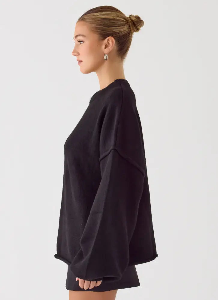 Jack Oversized Knit Sweater - Black - Sweater