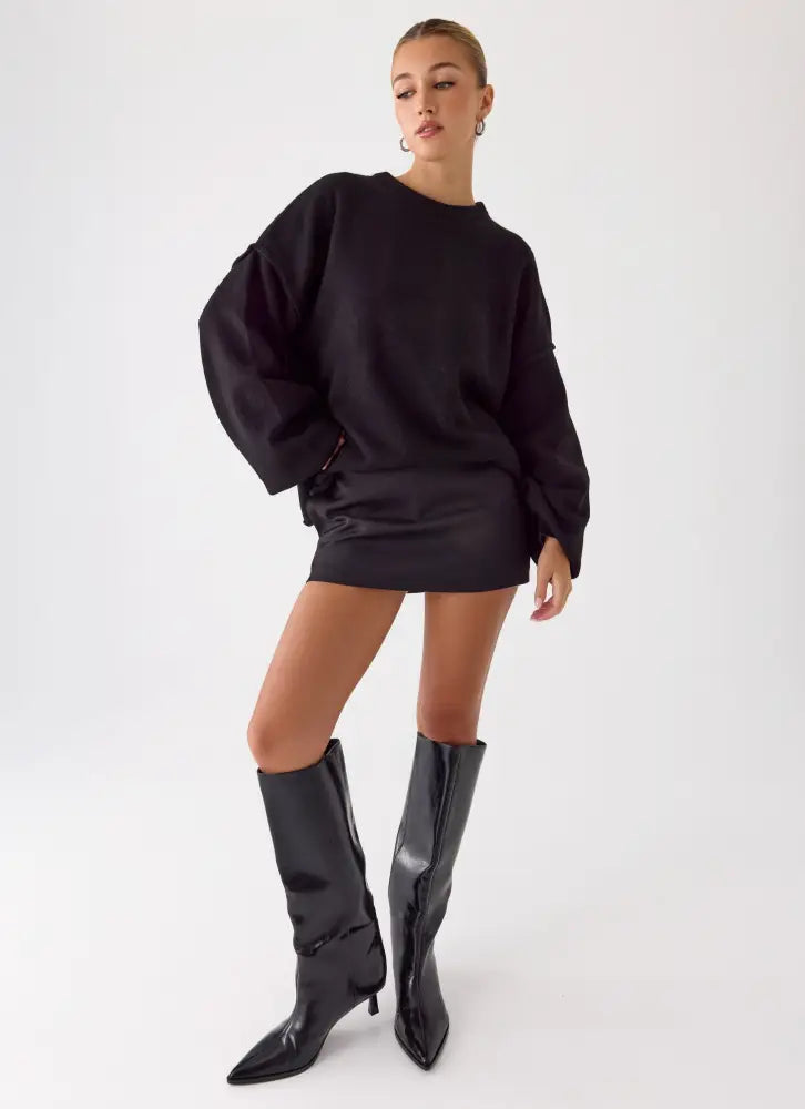 Jack Oversized Knit Sweater - Black - Sweater