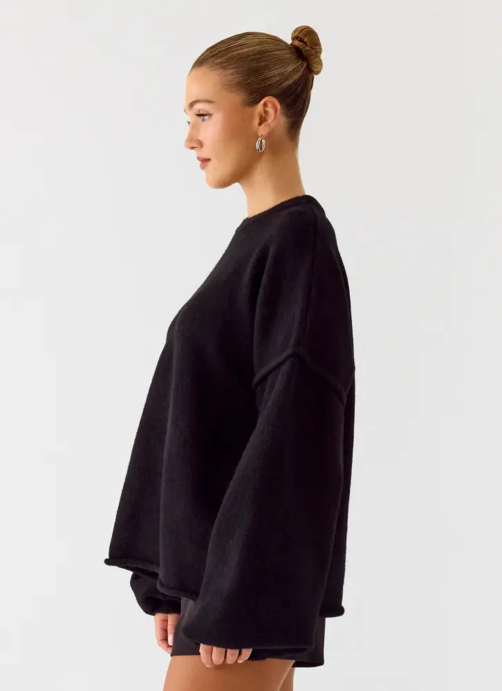 Jack Oversized Knit Sweater - Black - Sweater