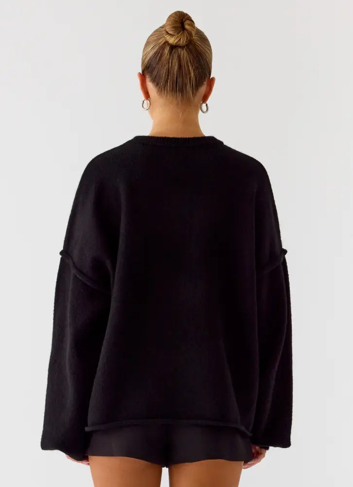 Jack Oversized Knit Sweater - Black - Sweater