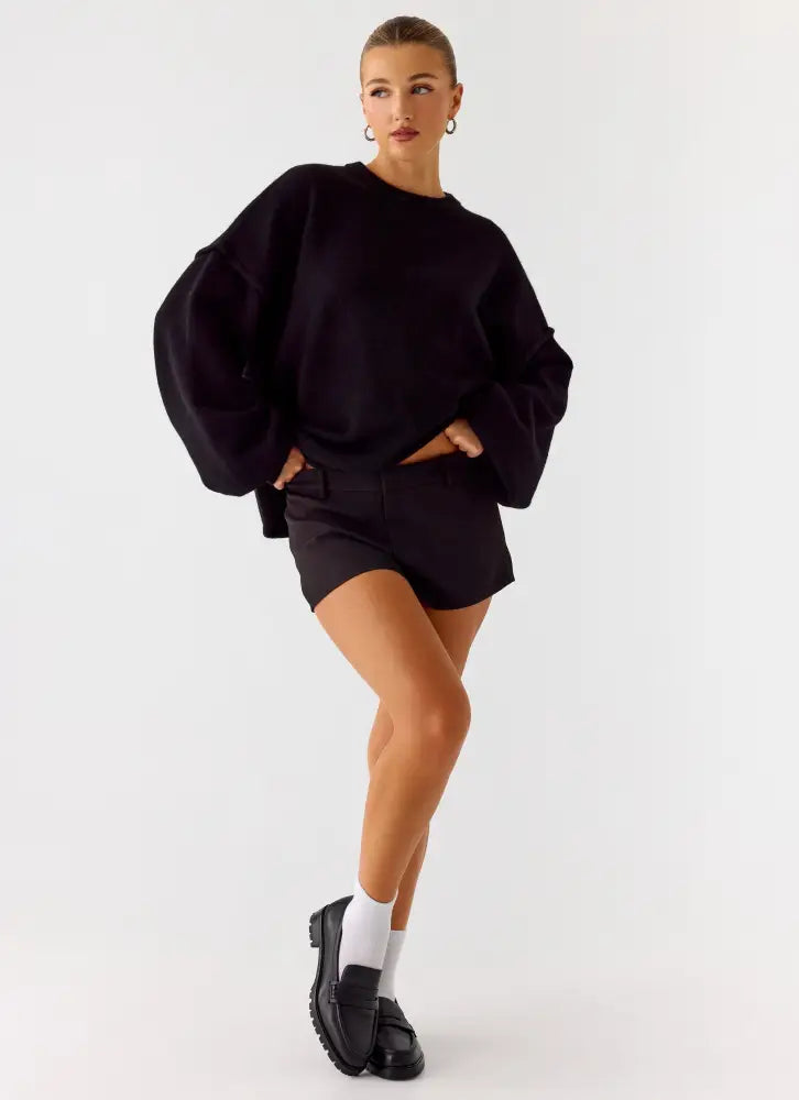 Jack Oversized Knit Sweater - Black - Sweater