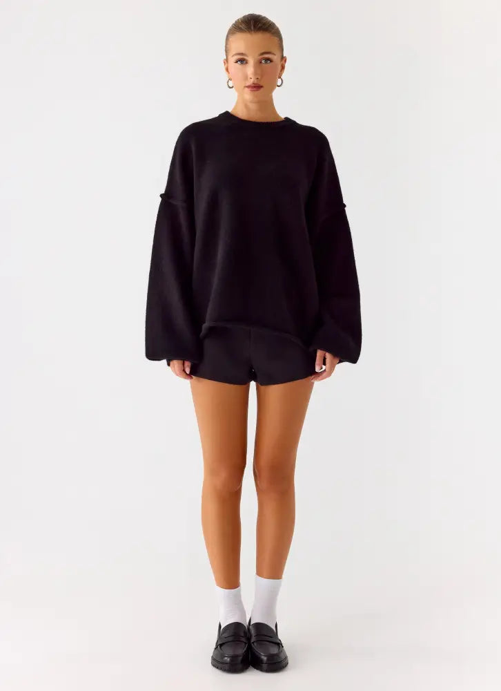 Jack Oversized Knit Sweater - Black - Sweater