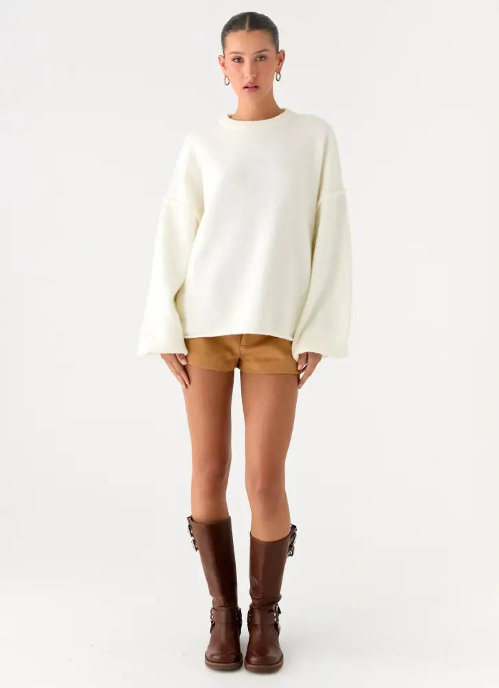 Jack Oversized Knit Sweater - Cream - Sweater