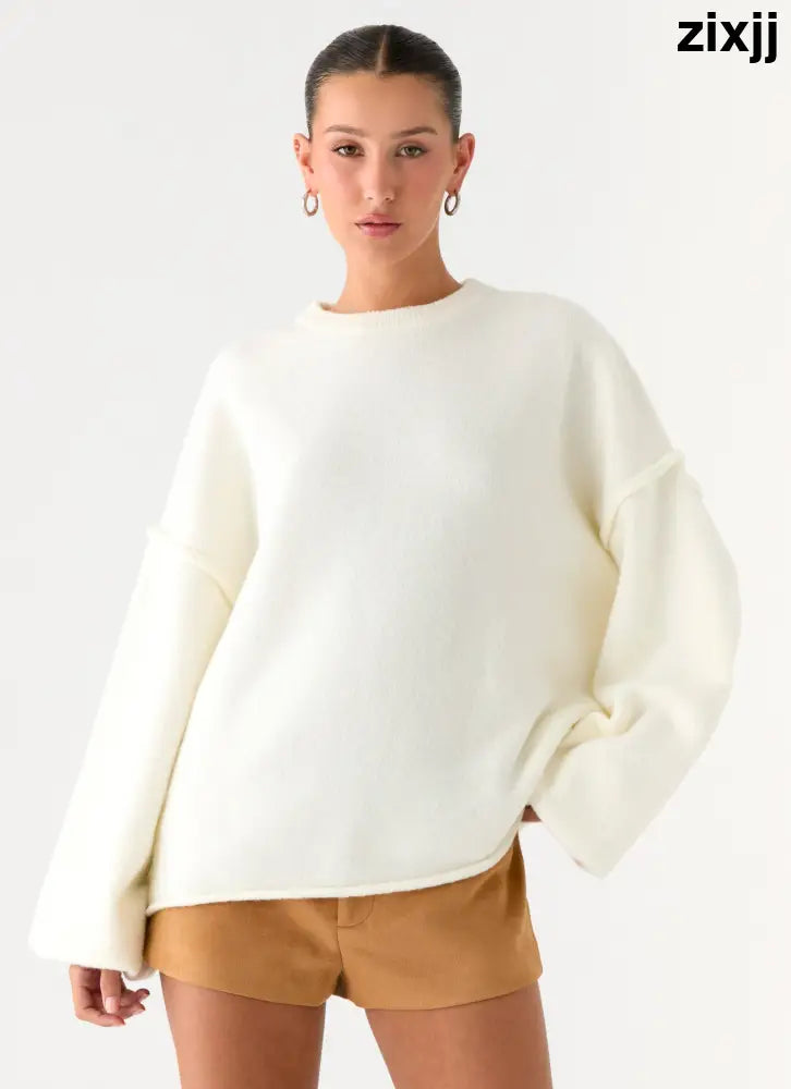 Jack Oversized Knit Sweater - Cream - Sweater
