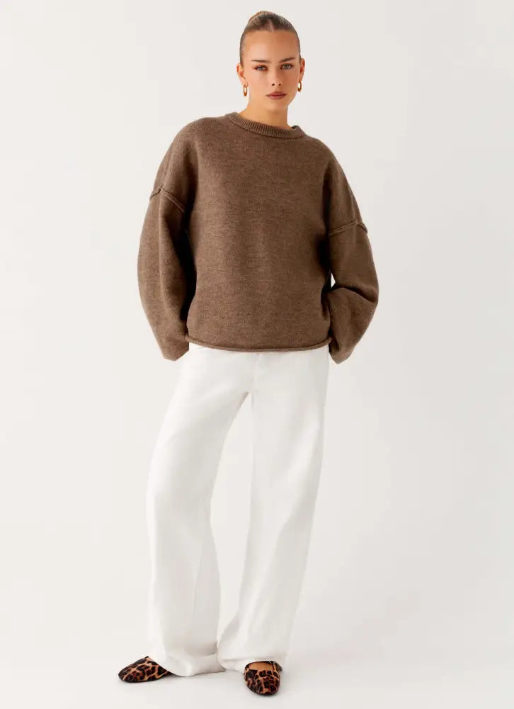 Jack Oversized Knit Sweater - Tan Marle - Sweater