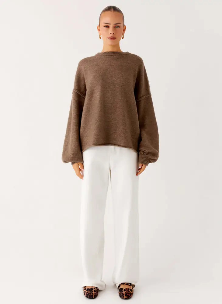 Jack Oversized Knit Sweater - Tan Marle - Sweater