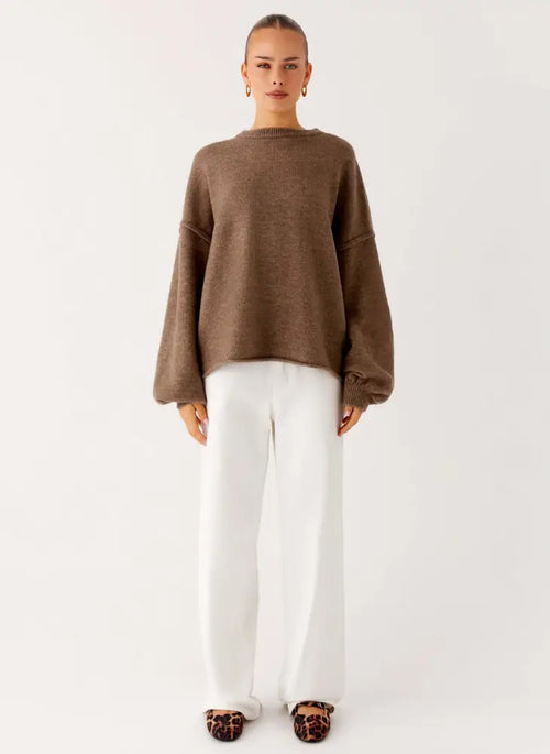 Jack Oversized Knit Sweater - Tan Marle - Sweater