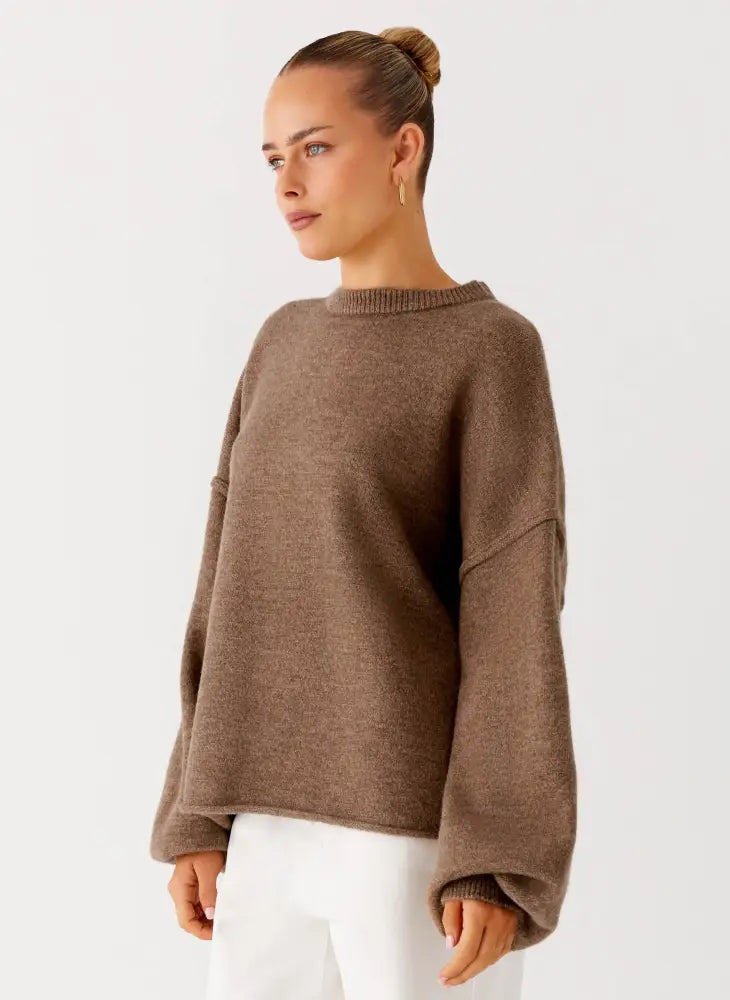 Jack Oversized Knit Sweater - Tan Marle - Sweater
