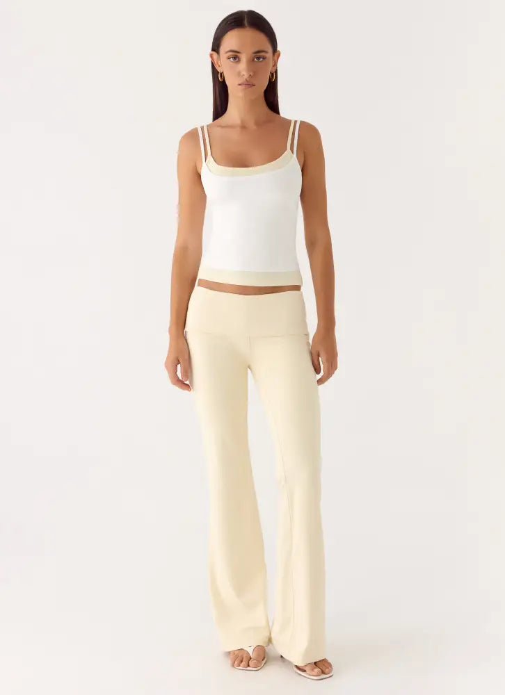 Renae Low Rise Pants - Baby Yellow - Pants + Leggings