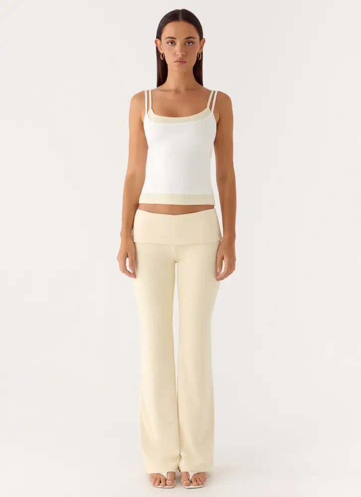 Renae Low Rise Pants - Baby Yellow - Pants + Leggings