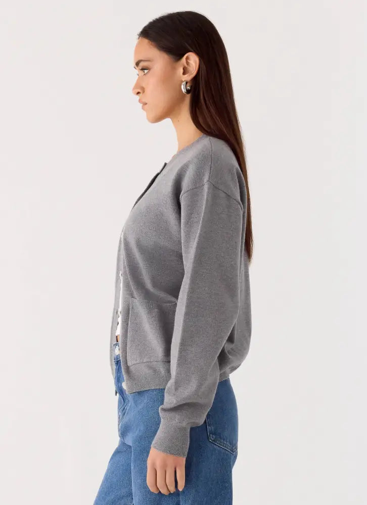 Sean Relaxed Knit Cardigan - Grey - Jumpers + Knits