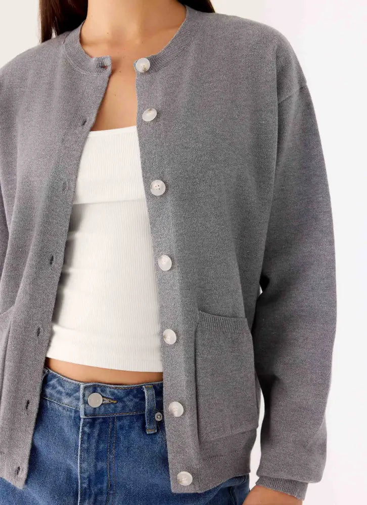 Sean Relaxed Knit Cardigan - Grey - Jumpers + Knits