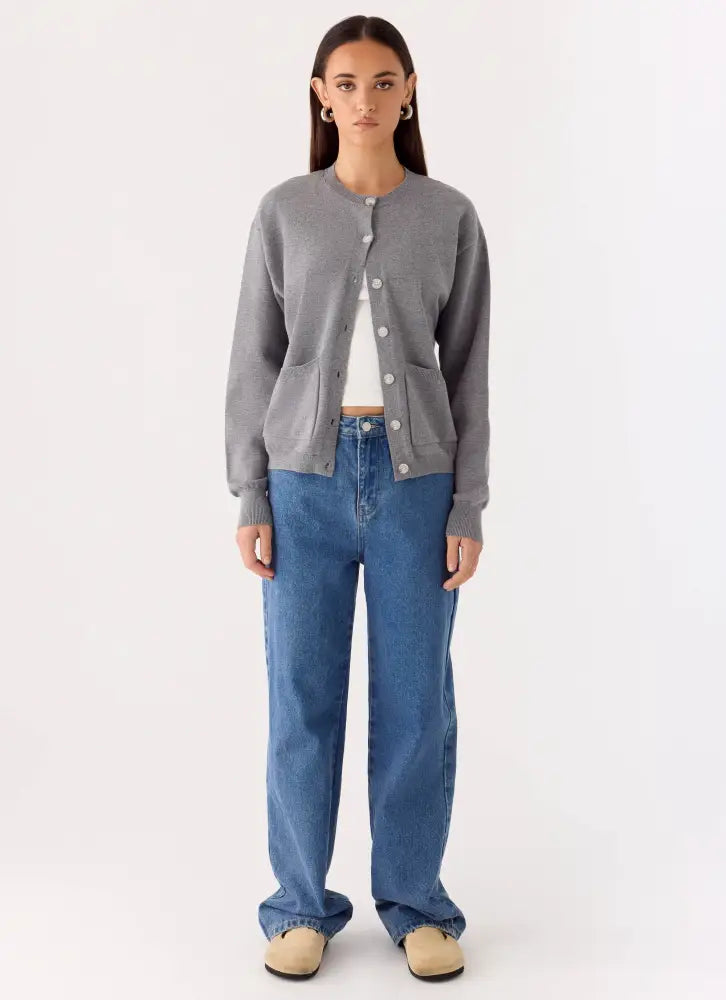 Sean Relaxed Knit Cardigan - Grey - Jumpers + Knits