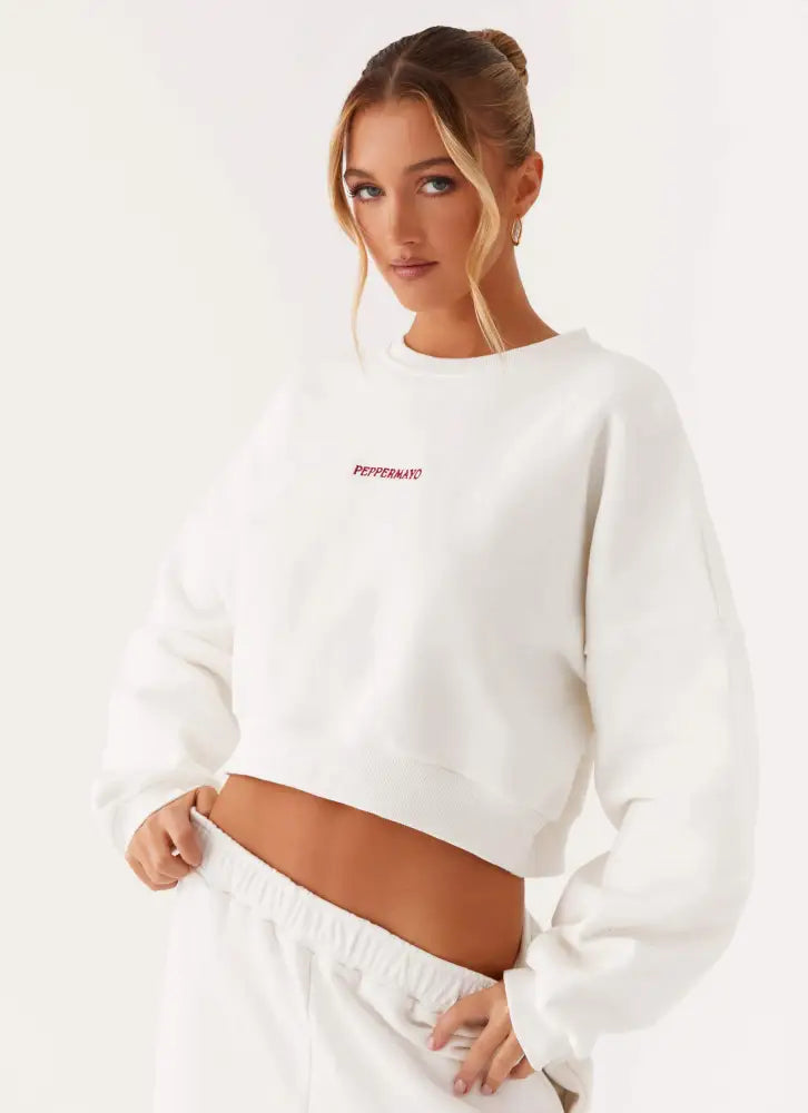 Signature Cropped Sweatshirt - Ivory - SweatShirt