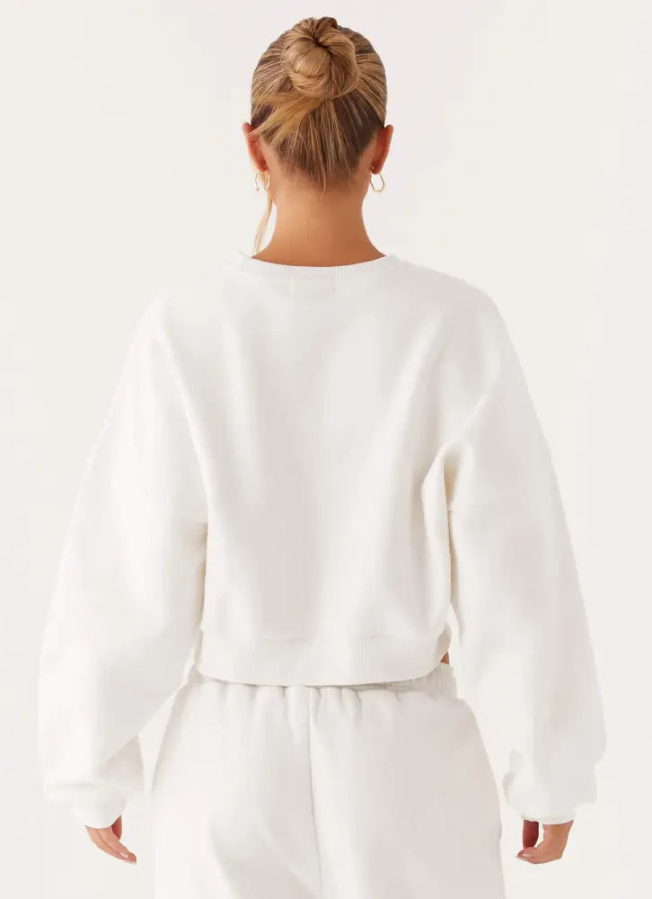 Signature Cropped Sweatshirt - Ivory - SweatShirt