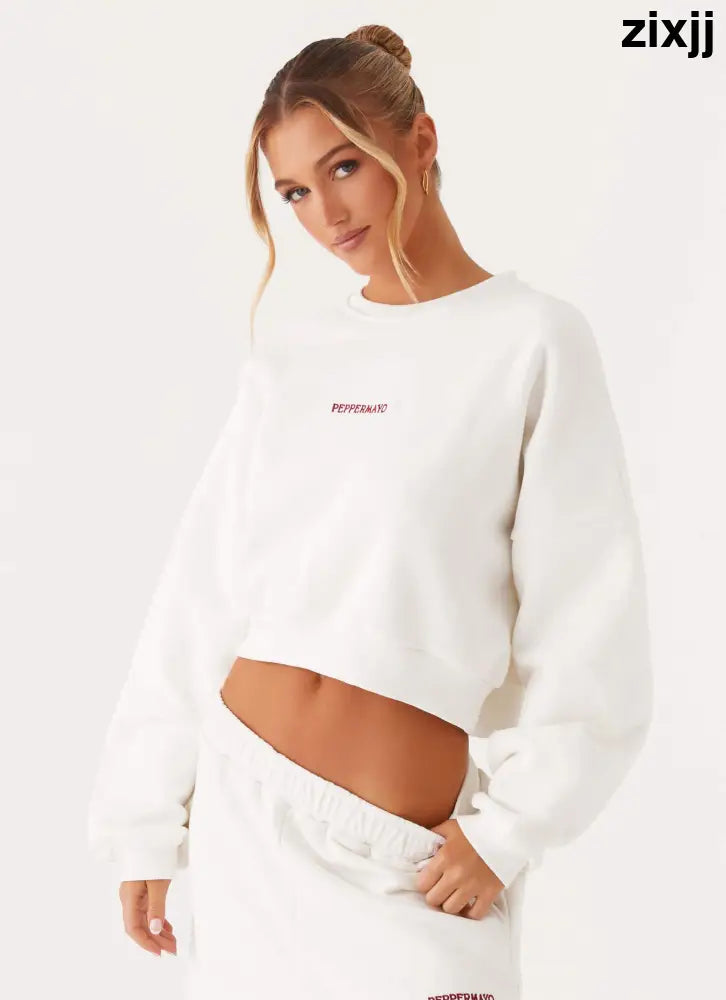 Signature Cropped Sweatshirt - Ivory - SweatShirt