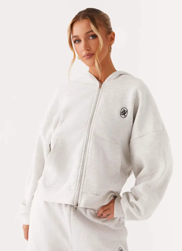 Signature Double Zip Up Hoodie - Grey - Hoodies