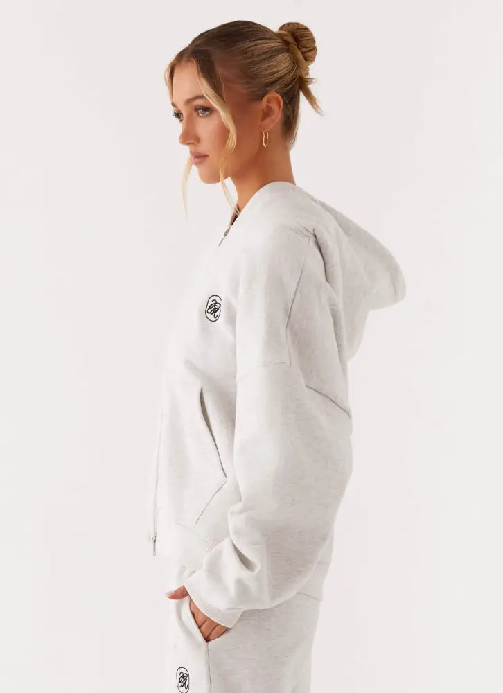 Signature Double Zip Up Hoodie - Grey - Hoodies
