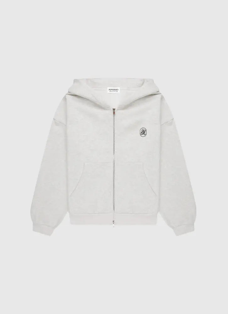 Signature Double Zip Up Hoodie - Grey - Hoodies