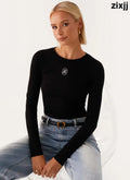Signature Monogram Long Sleeve Tee - Black - Long Sleeve Tops