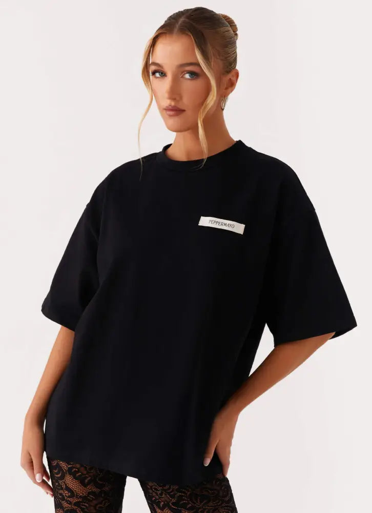 Signature Oversized Tee - Black - T-Shirts