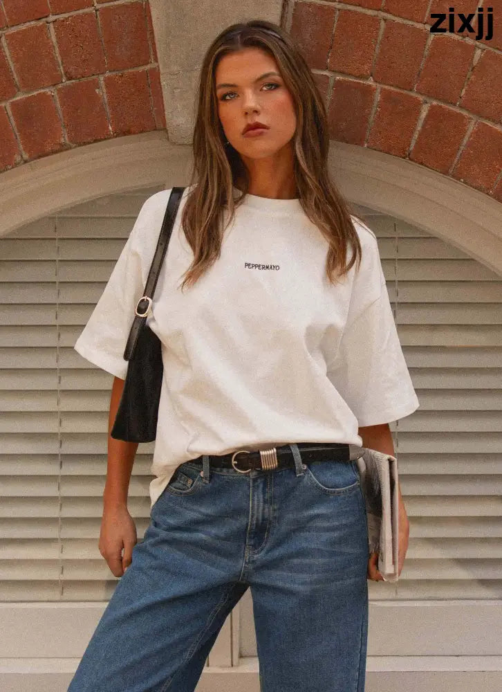 Signature Oversized Tee - White - T-Shirts