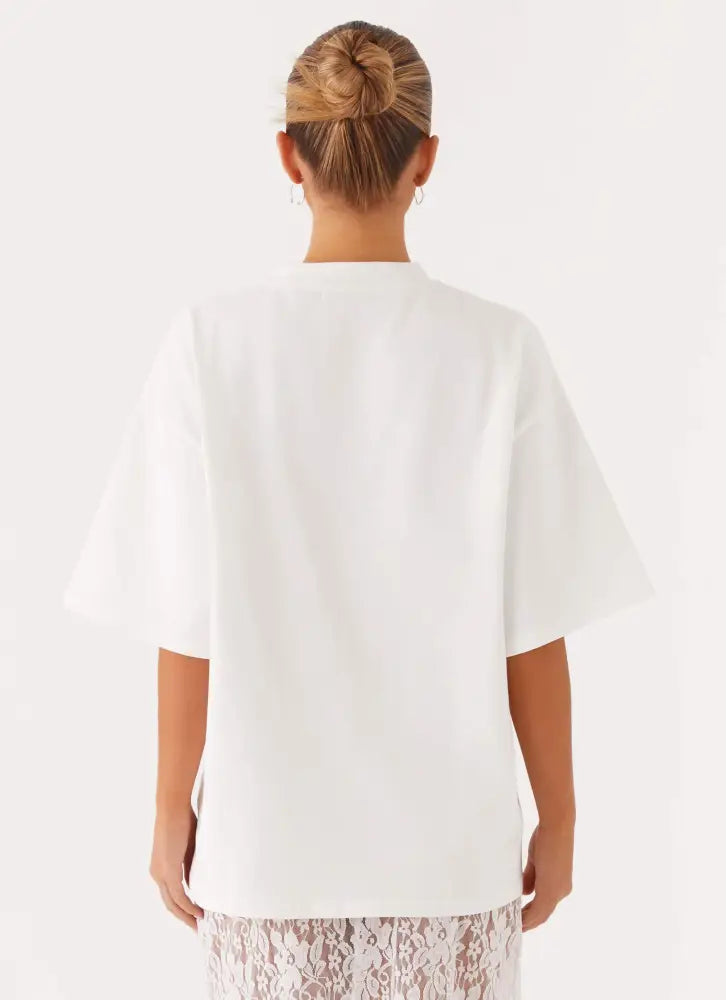 Signature Oversized Tee - White - T-Shirts