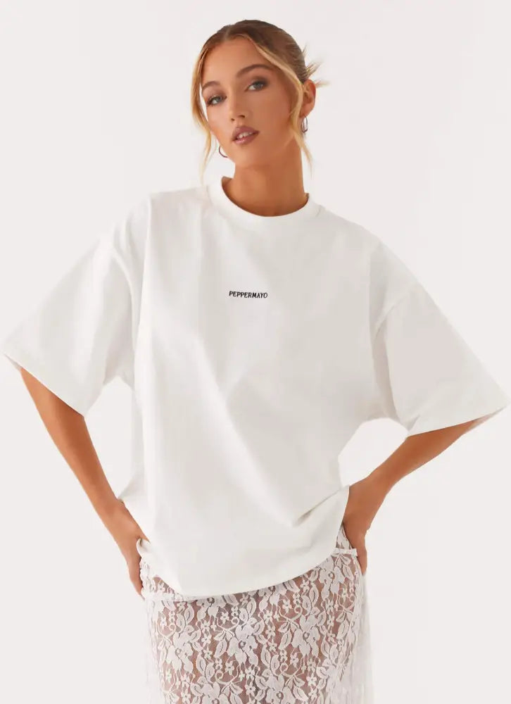 Signature Oversized Tee - White - T-Shirts