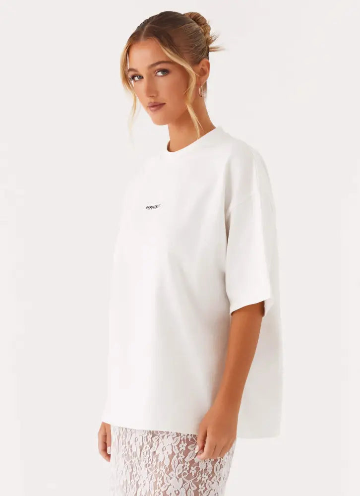 Signature Oversized Tee - White - T-Shirts