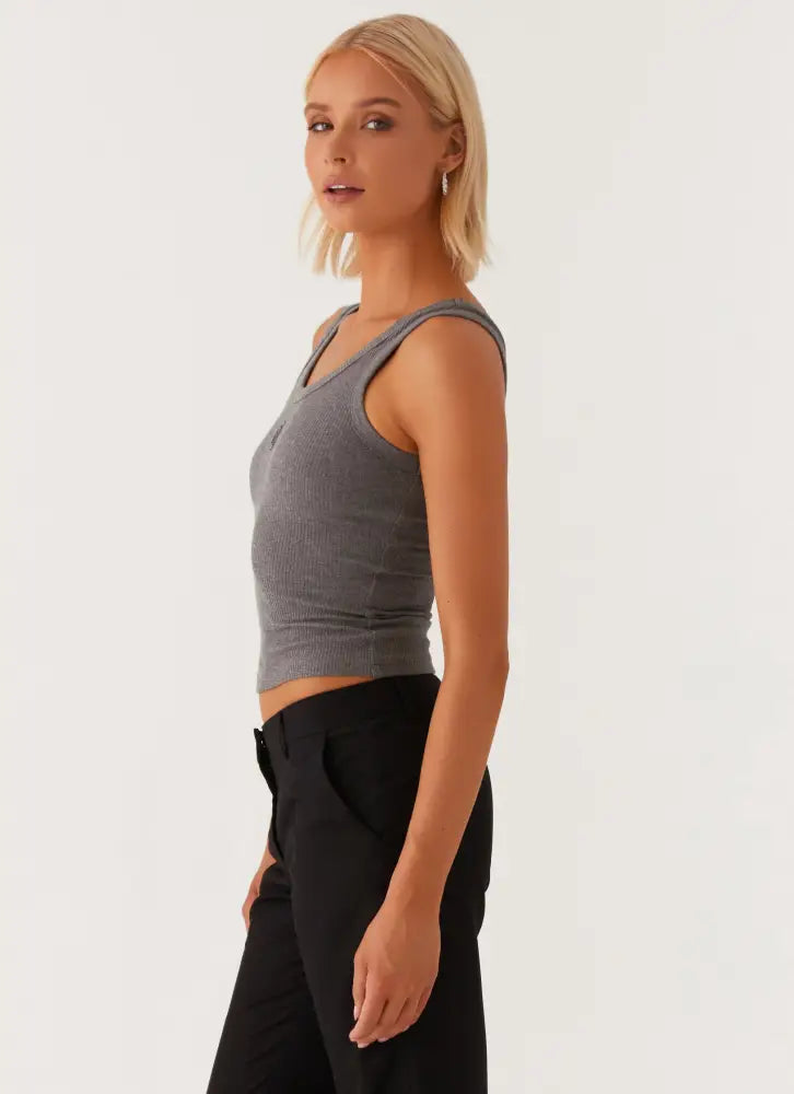 Signature Tank Top - Dark Grey Marle - Tops