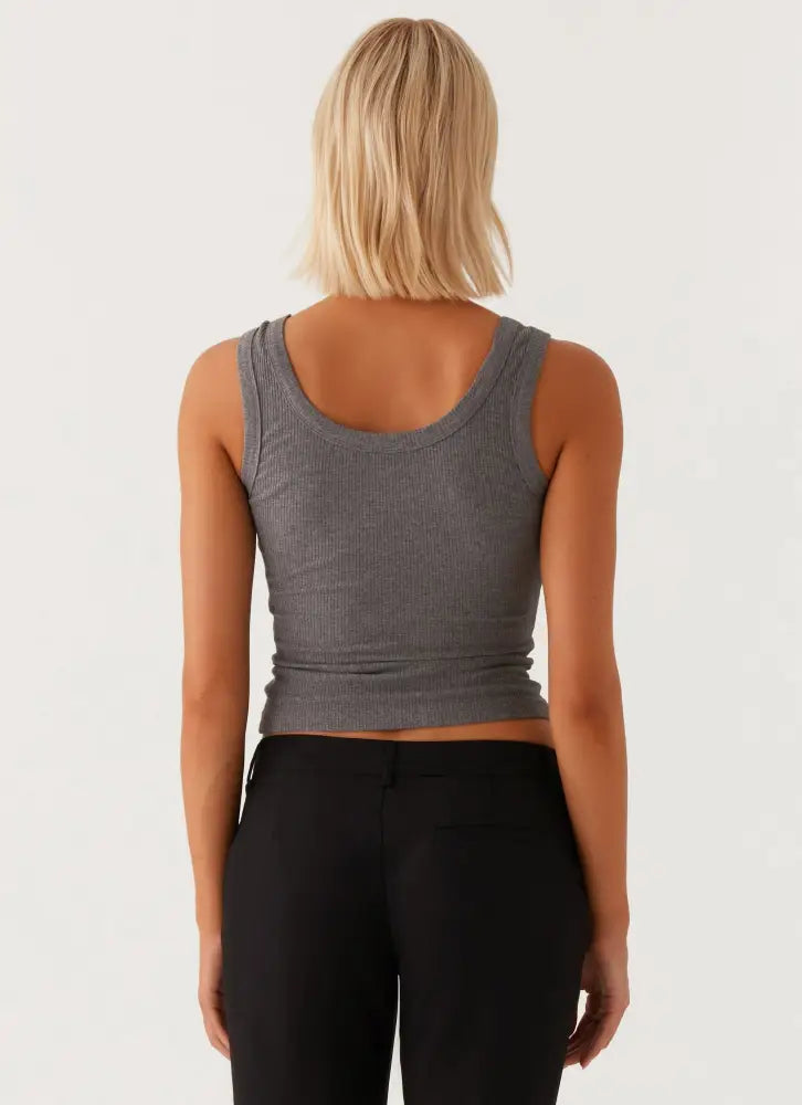 Signature Tank Top - Dark Grey Marle - Tops