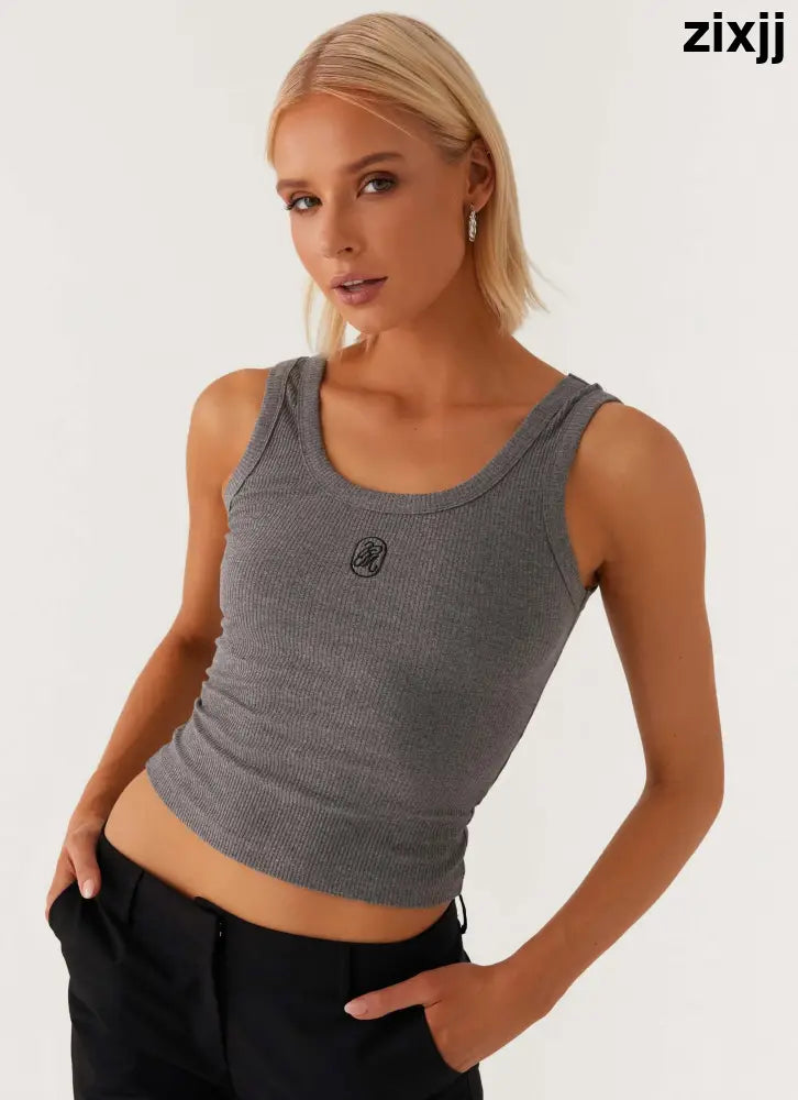 Signature Tank Top - Dark Grey Marle - Tops