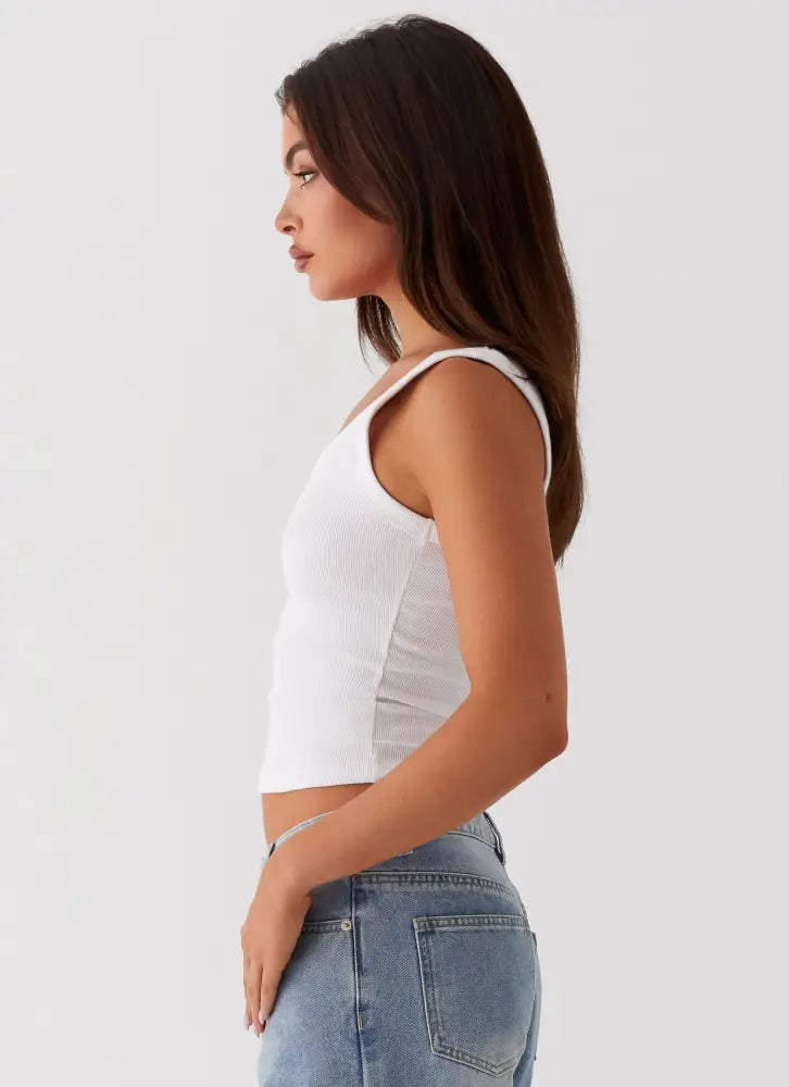 Signature Tank Top - Plain White - Tops