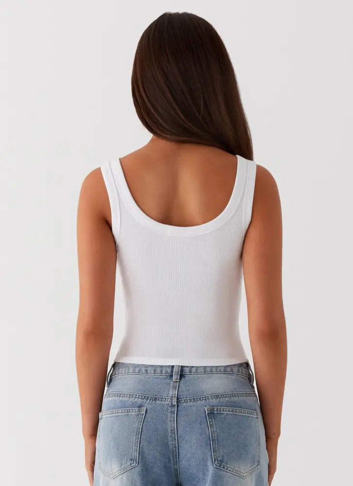 Signature Tank Top - Plain White - Tops