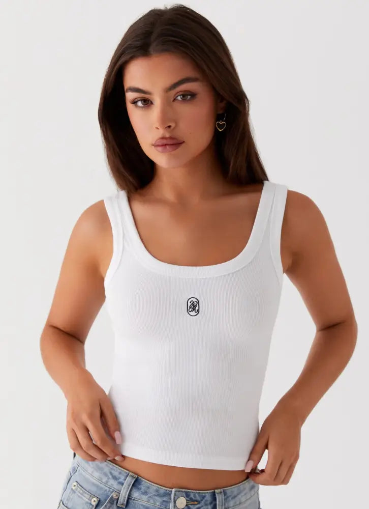 Signature Tank Top - Plain White - Tops